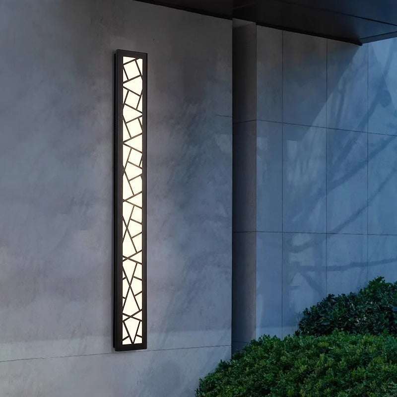Outdoor waterproof wall lamp with a modern Chinese design installed on a villa exterior.