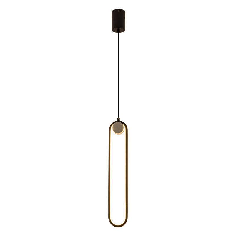 Nordic minimalist oval bedside chandelier with LED light and aluminum alloy body.