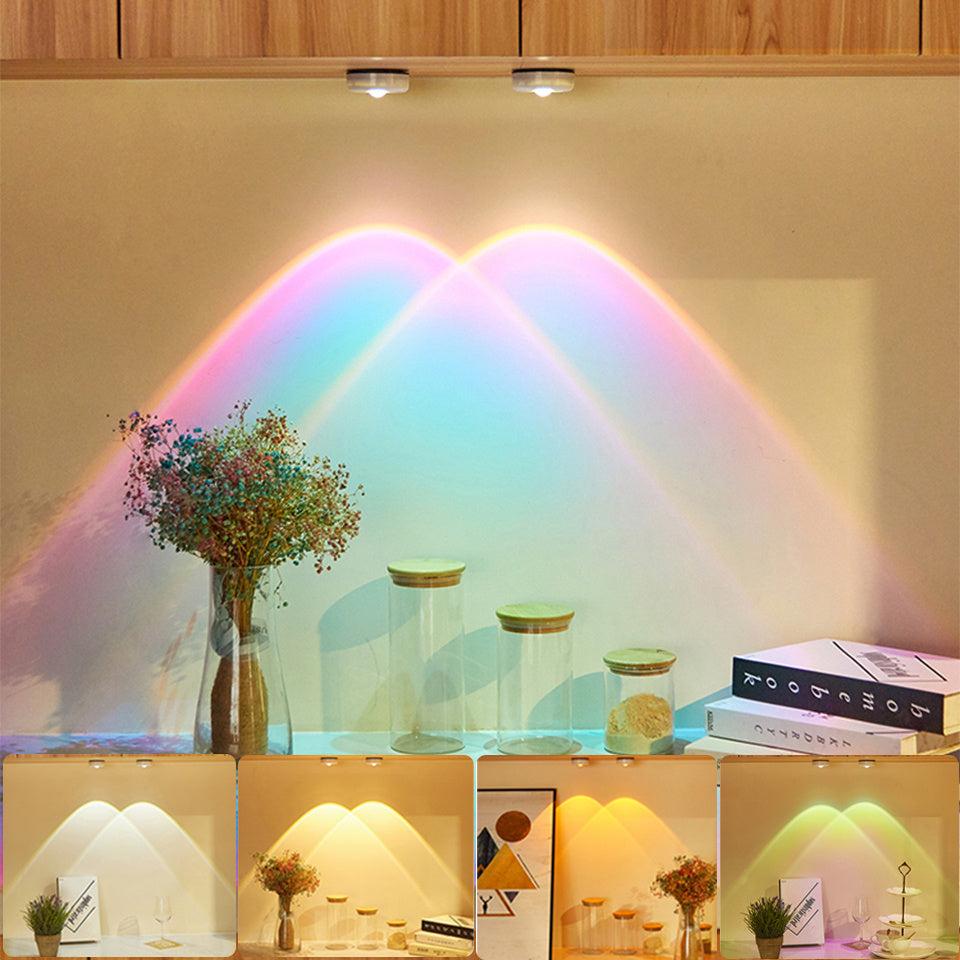 LED lights wireless closet kitchen lights under cabinets, battery powered sunset nightlight, wall lamp bedroom decoration.