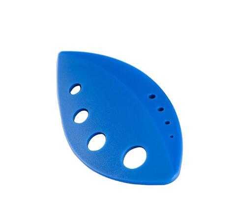 Blue herb stripper leaf tool with multiple holes for efficient herb removal.