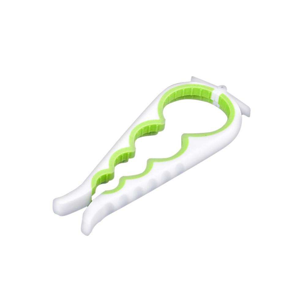 Modern kitchen home can opener in white and green.