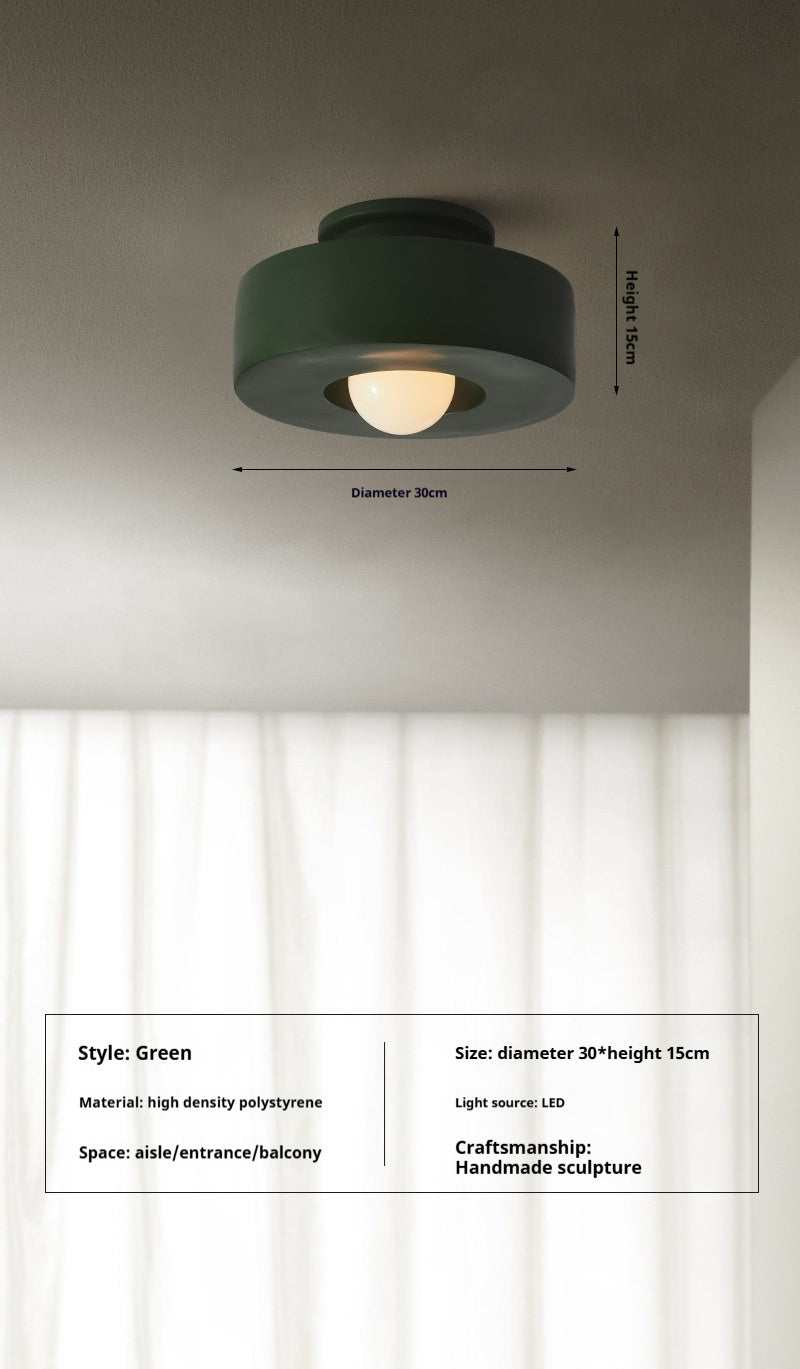 Nordic minimalist ceiling mounted personalized lighting fixture in green, ideal for bedrooms and dining rooms.