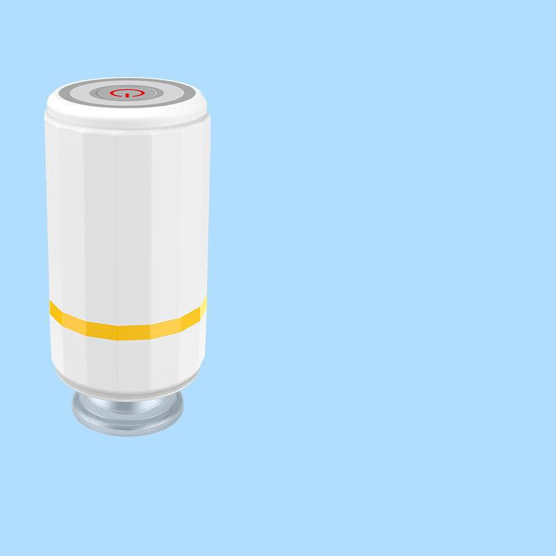 Mini USB charging vacuum sealer with white design on blue background.