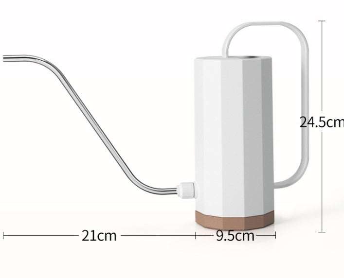 White geometric plant watering can with long spout, 1200ML capacity.
