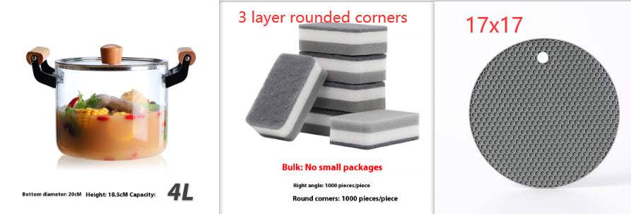 Borosilicate Visions Cookware pot with 4L capacity and wooden handles.