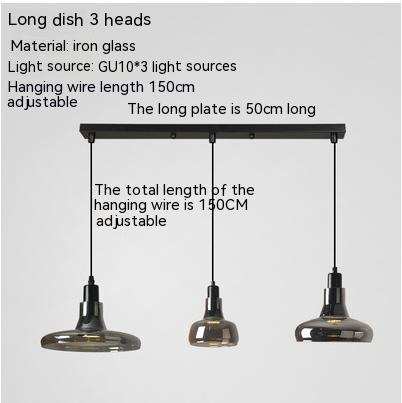 Creative Glass Shadow Chandelier with LED lighting and adjustable hanging wire.