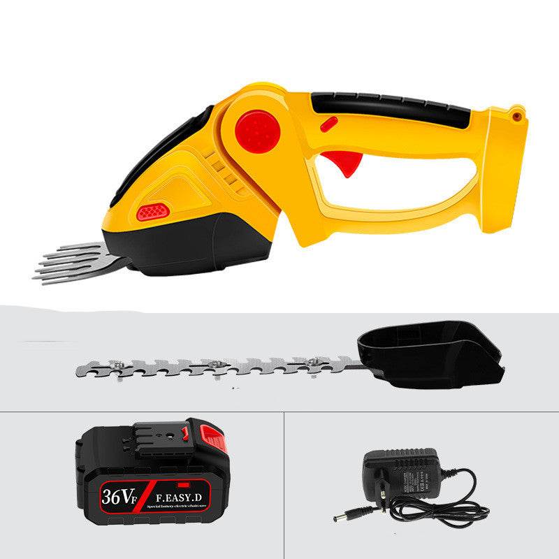 Hedge Machine Lawn Trimmer with 36V battery, charger, and ABS handle for garden pruning.