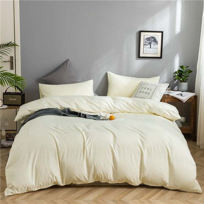 Modern minimalist washed cotton bedding set with geometric pattern on 1.8m bed.