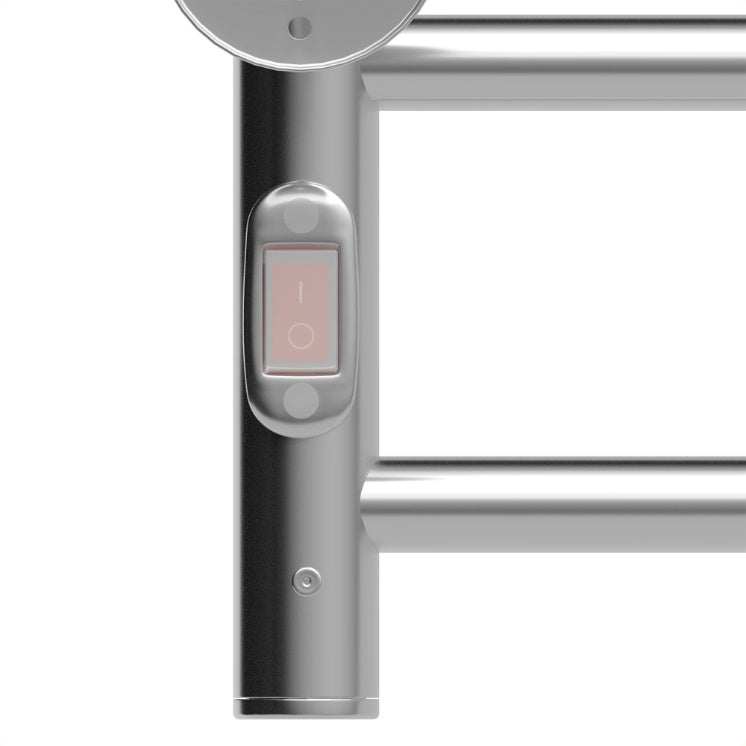 Electric heated towel rack with switch, stainless steel, wall-mounted.