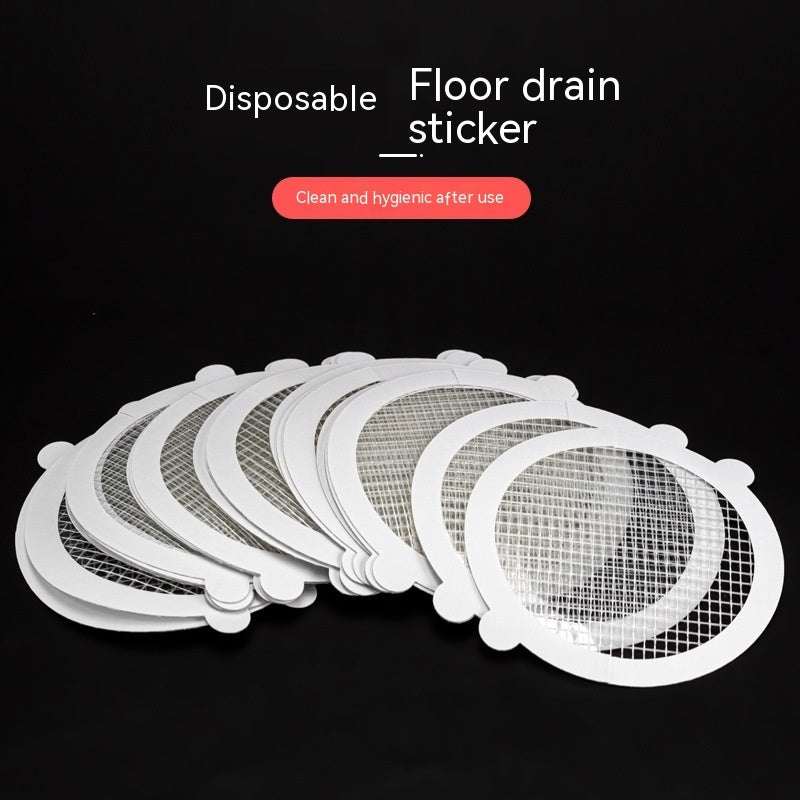 Disposable shower floor drain stickers for effective hair filtering, made of glass fiber, suitable for kitchen, toilet, and sewer applications.