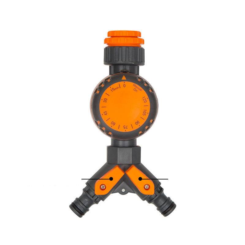 Mechanical timing controller for irrigation with double outlet, ABS material.