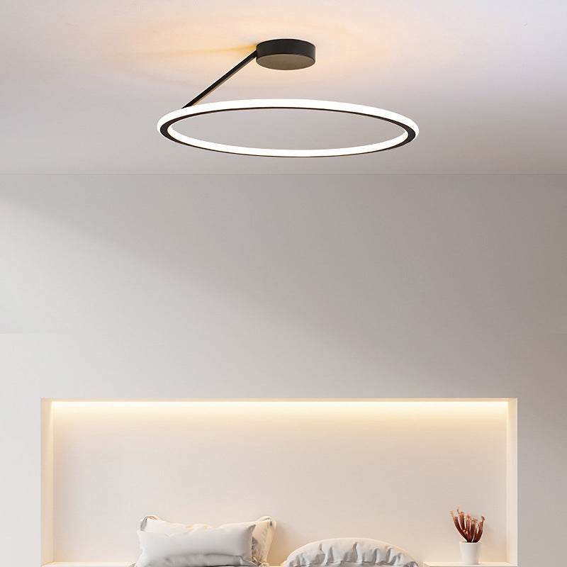 Simple modern LED ceiling light with round design, featuring adjustable white and warm light.