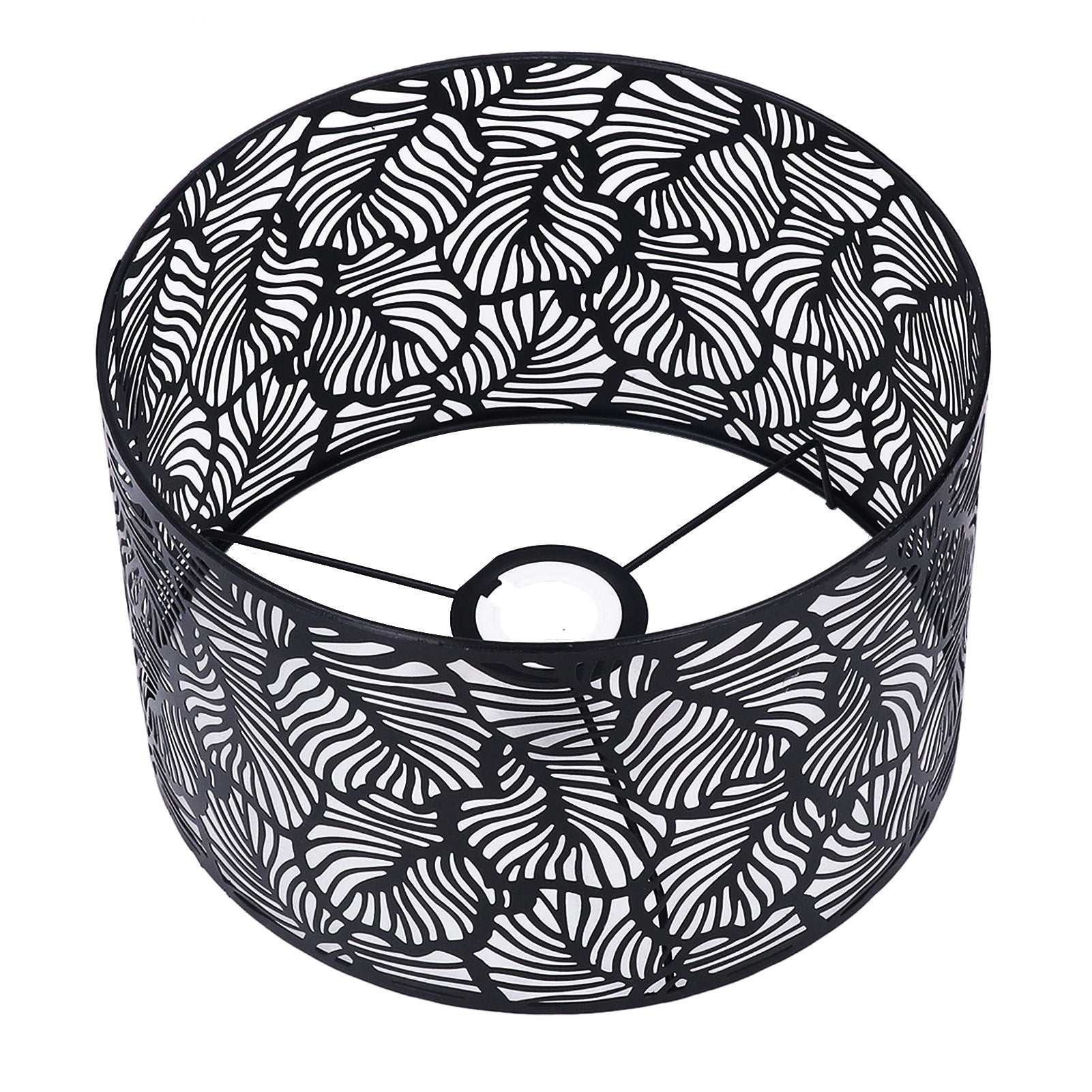 Modern black lampshade with hollowed design for E14 E27 bulbs, ideal for home decoration.