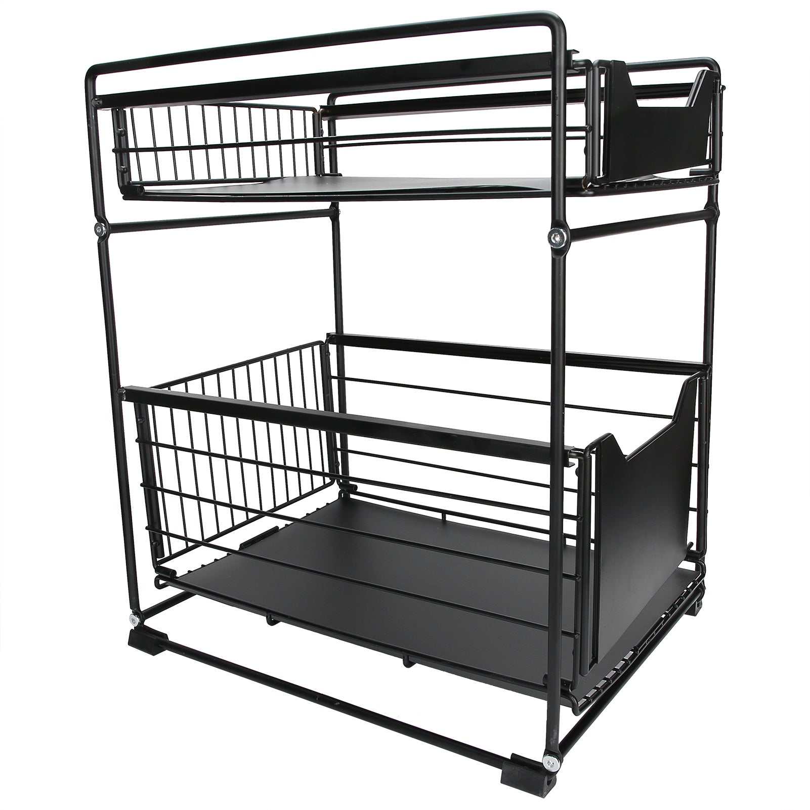 2-layer pull-out kitchen storage rack for home and office organization.