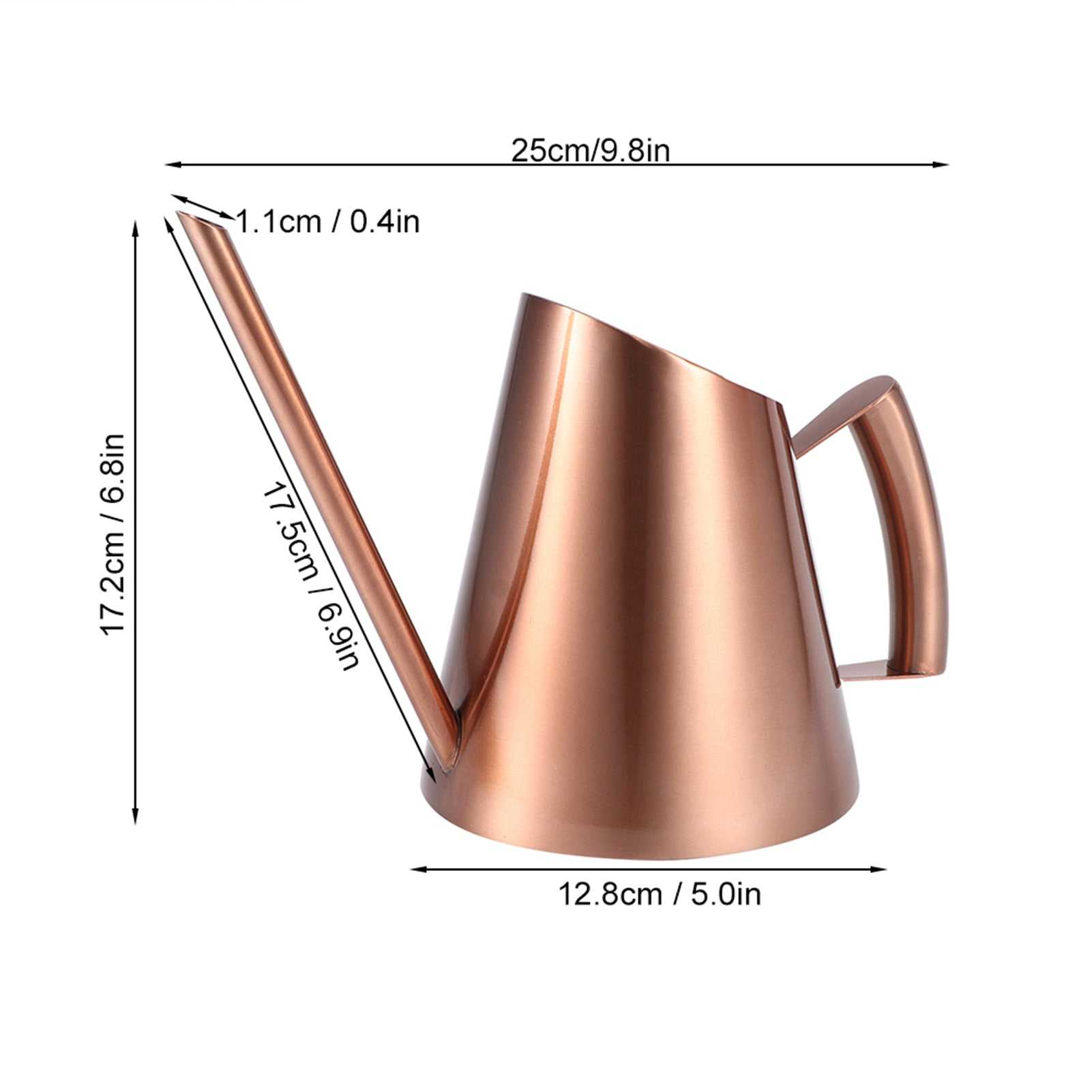 Bronze household stainless steel watering can with long spout and ergonomic handle.