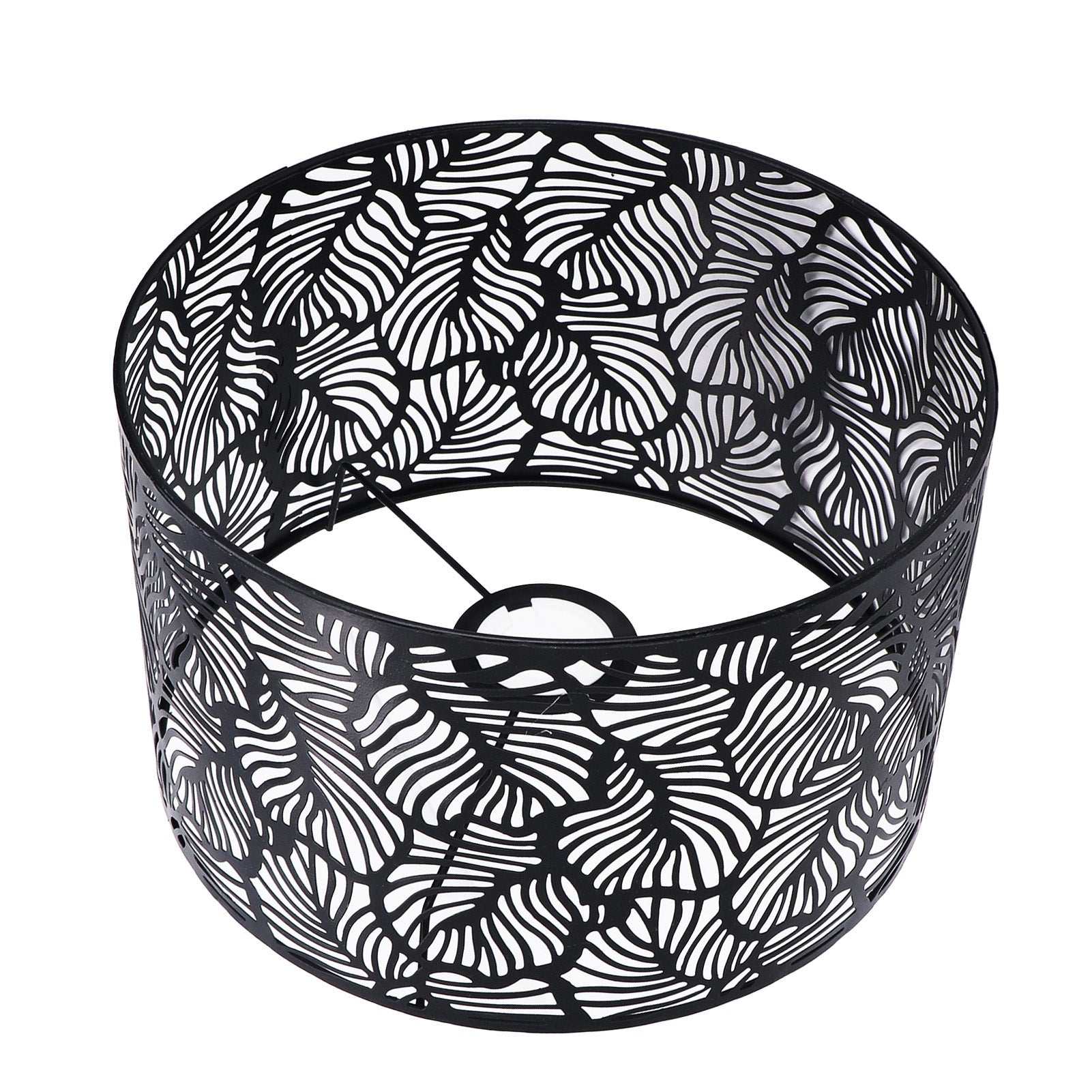 Modern black lampshade with hollow design for E14 E27 bulbs, home decoration.