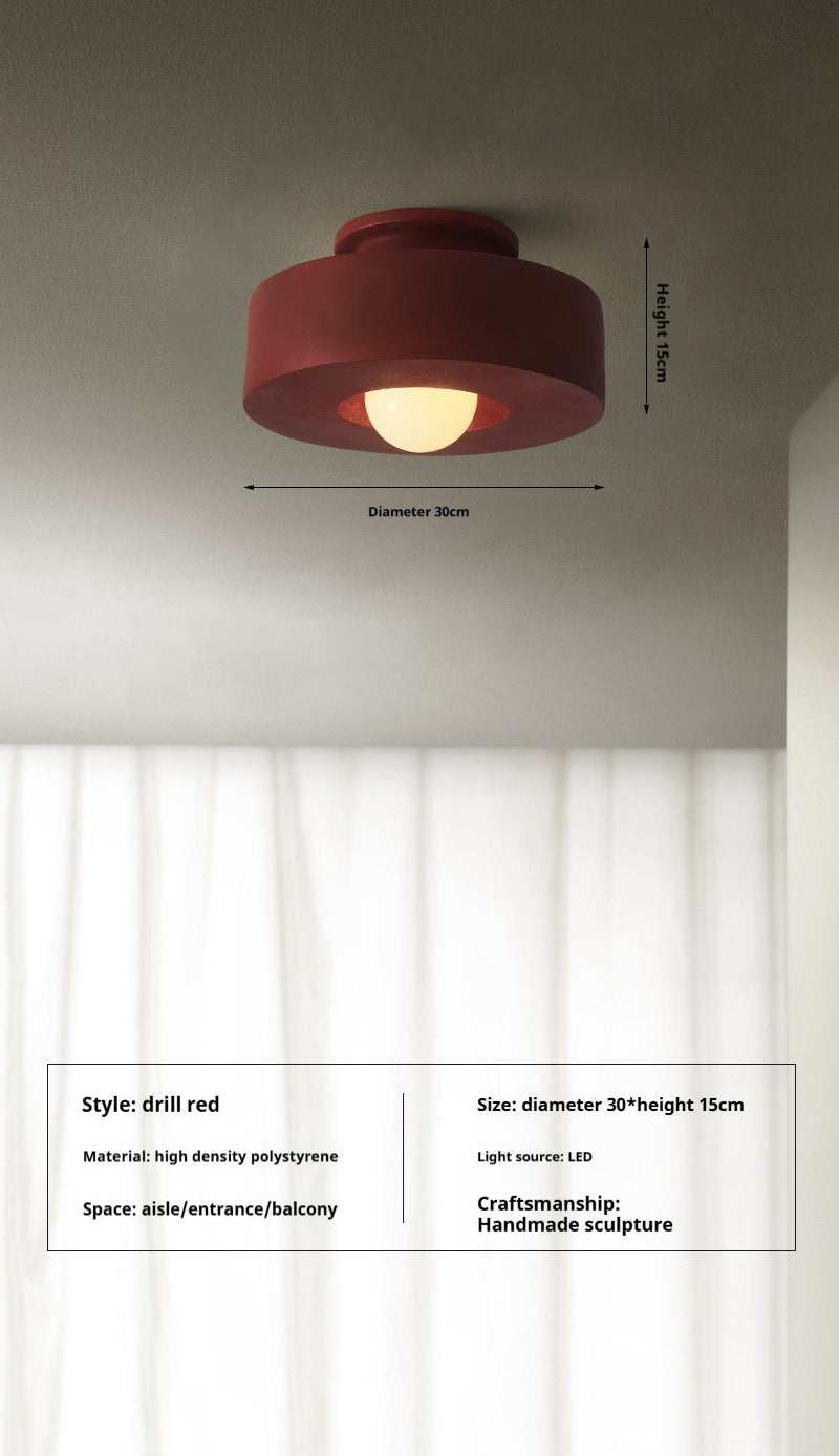 Nordic minimalist ceiling mounted light fixture in red, perfect for bedroom or dining room decor.