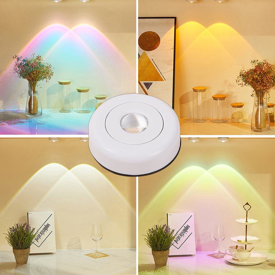 LED lights wireless closet and kitchen lamp, battery-powered, with sunset nightlight effect for bedroom and cabinet decoration.