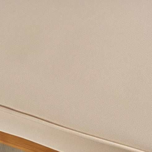 Outdoor 4-Seater Acacia Wood Chat Set with Beige Cushions.