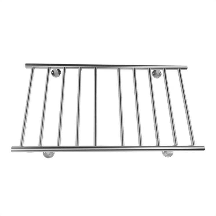 Electric heated towel rack with 10 stainless steel bars, wall-mounted for bathroom.